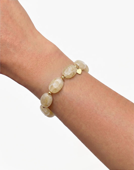 Beige Ovale Kristallen - Armband - Olivia & Kate
