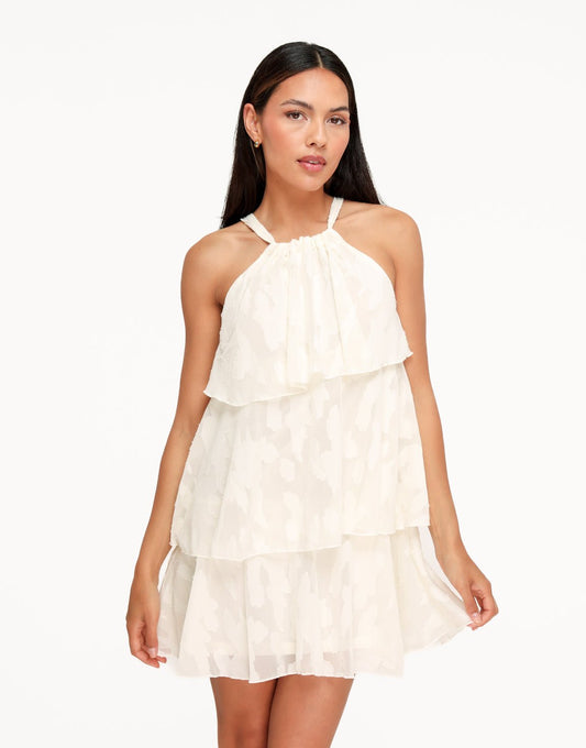 Beige Patroon Ruffel - Jurk - Olivia & Kate