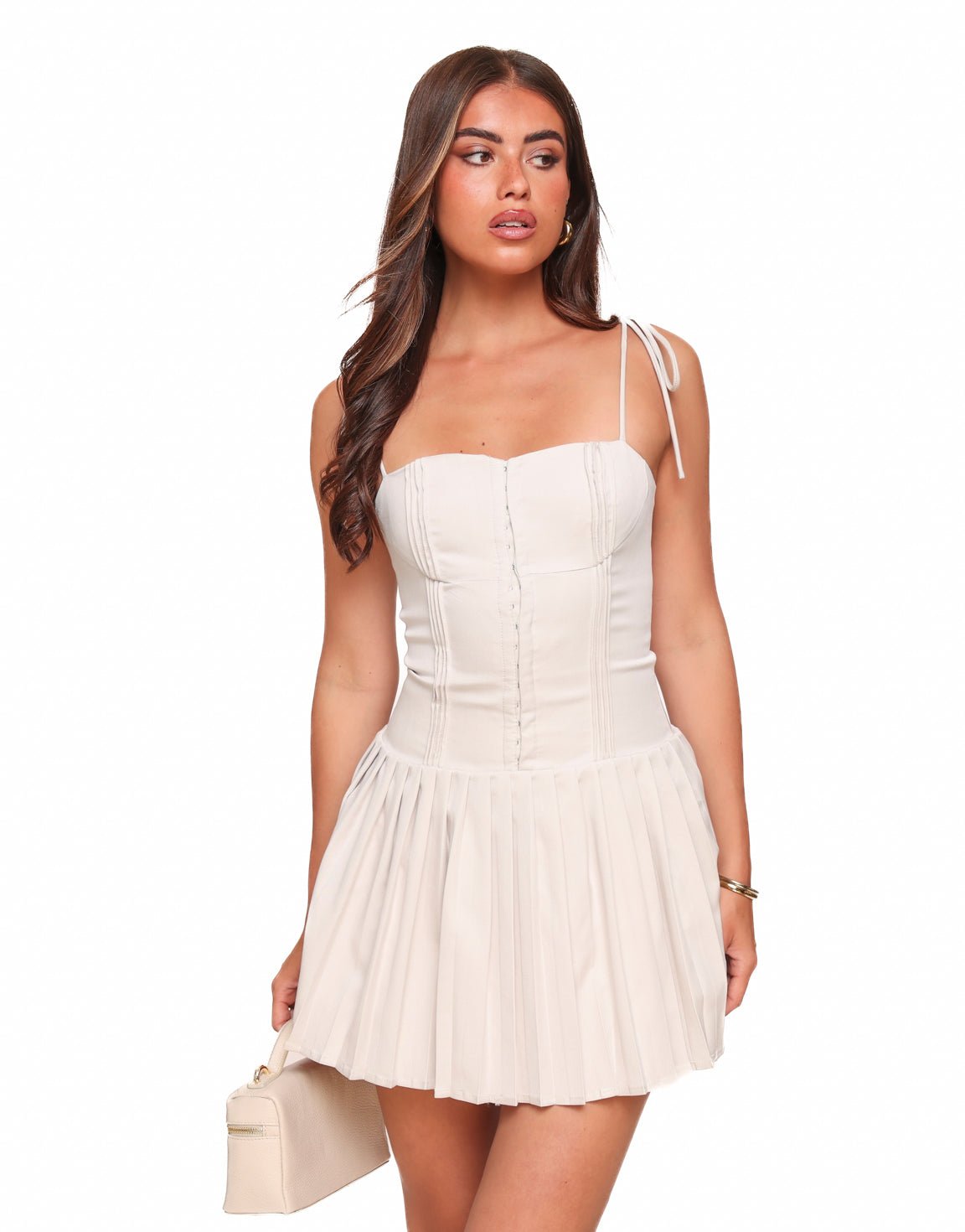 Beige Petite Corset - Jurk - Olivia & Kate