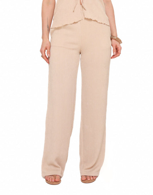Beige Plisse - Broek - Olivia & Kate