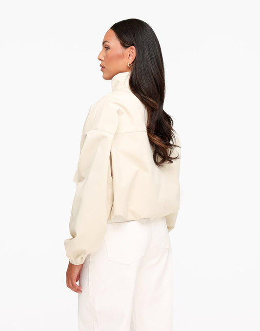 Beige Puffy Elastische Onderkant - Jas - Olivia & Kate