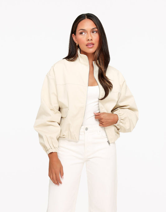 Beige Puffy Elastische Onderkant - Jas - Olivia & Kate