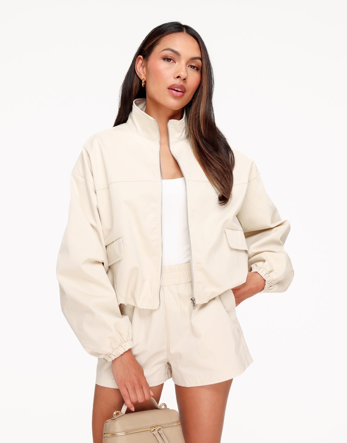 Beige Puffy Elastische Onderkant - Set - Olivia & Kate
