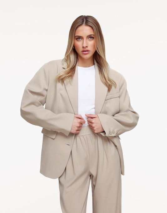 Beige Rechte O&K Detail - Blazer - Olivia & Kate