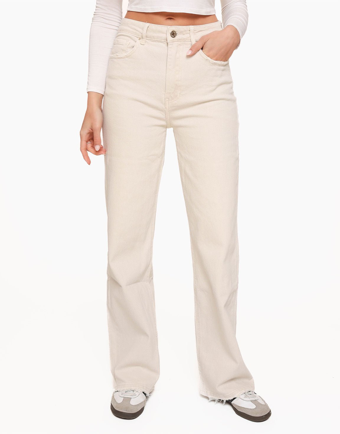 Beige Rechte - Spijkerbroek - Olivia & Kate