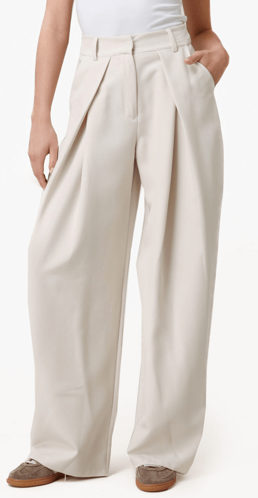 Beige Regular Wijde Ballon Plooien - Pantalon - Olivia & Kate