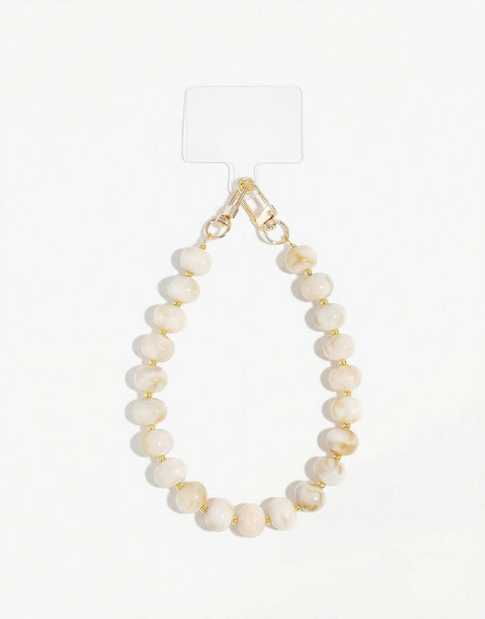 Beige Ronde Kristallen - Telefoonkoord - Olivia & Kate