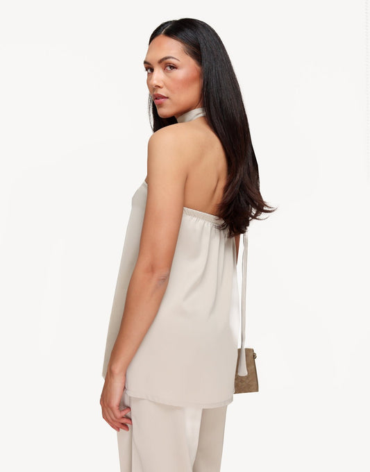 Beige Satijnen Strapless Sjaal Detail - Set - Olivia & Kate