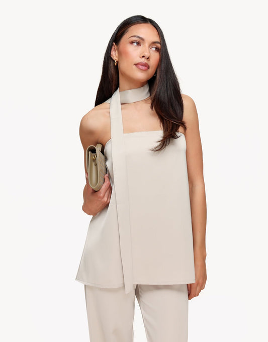Beige Satijnen Strapless Sjaal Detail - Set - Olivia & Kate