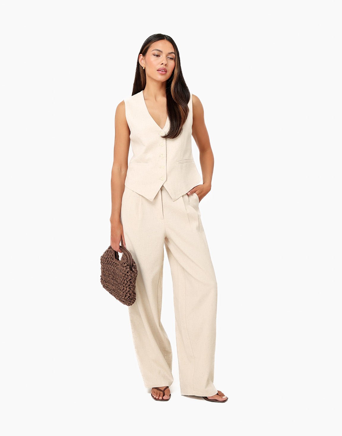 Beige Signature Linnen Blend Ballon - Set - Olivia & Kate