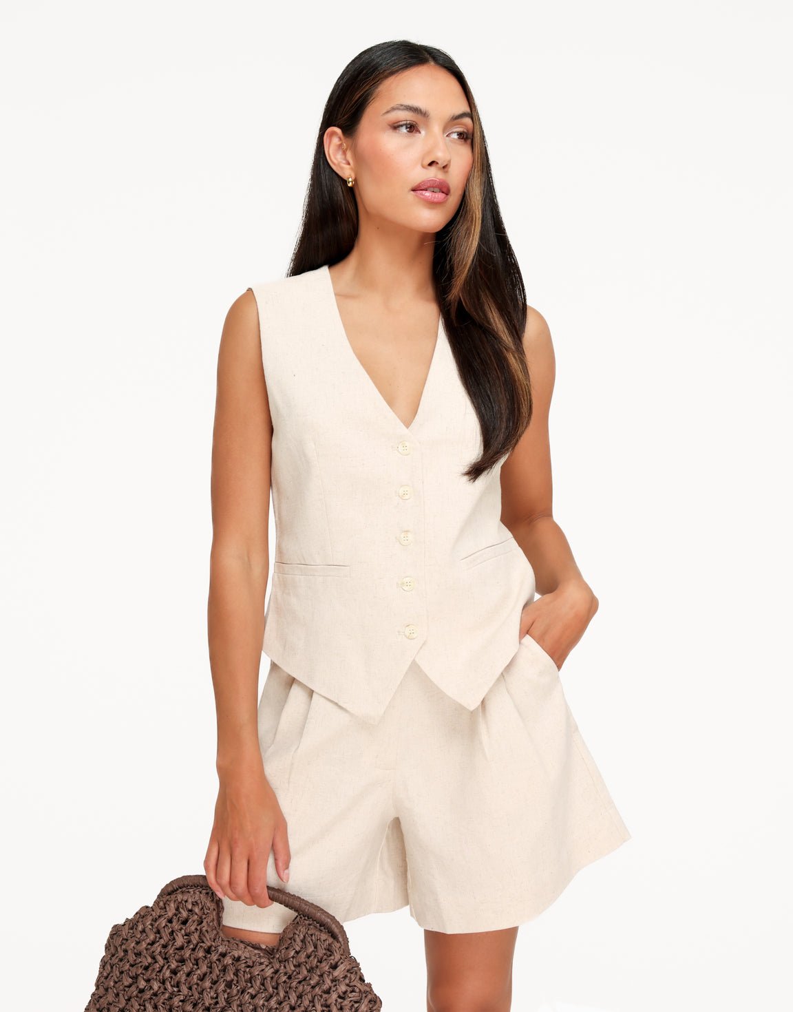 Beige Signature Linnen Blend Ballon - Set - Olivia & Kate