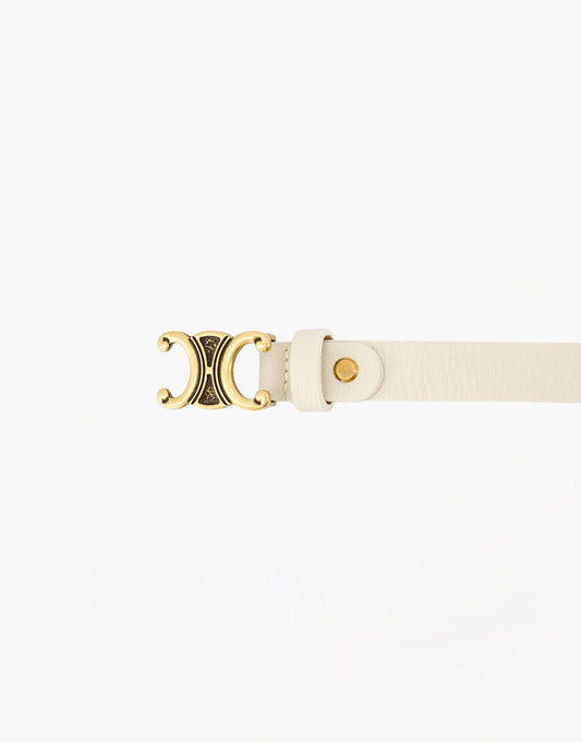 Beige Smalle Gedetailleerde Gouden Gesp - Riem - Olivia & Kate
