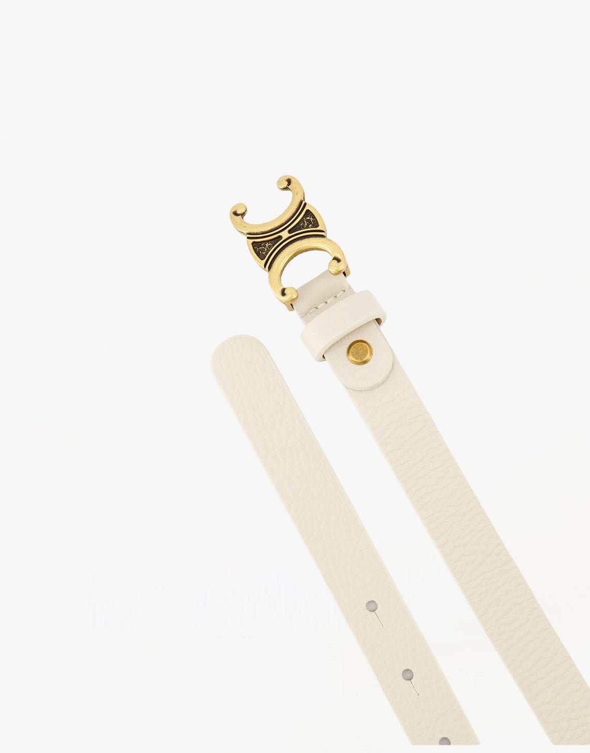 Beige Smalle Gedetailleerde Gouden Gesp - Riem - Olivia & Kate