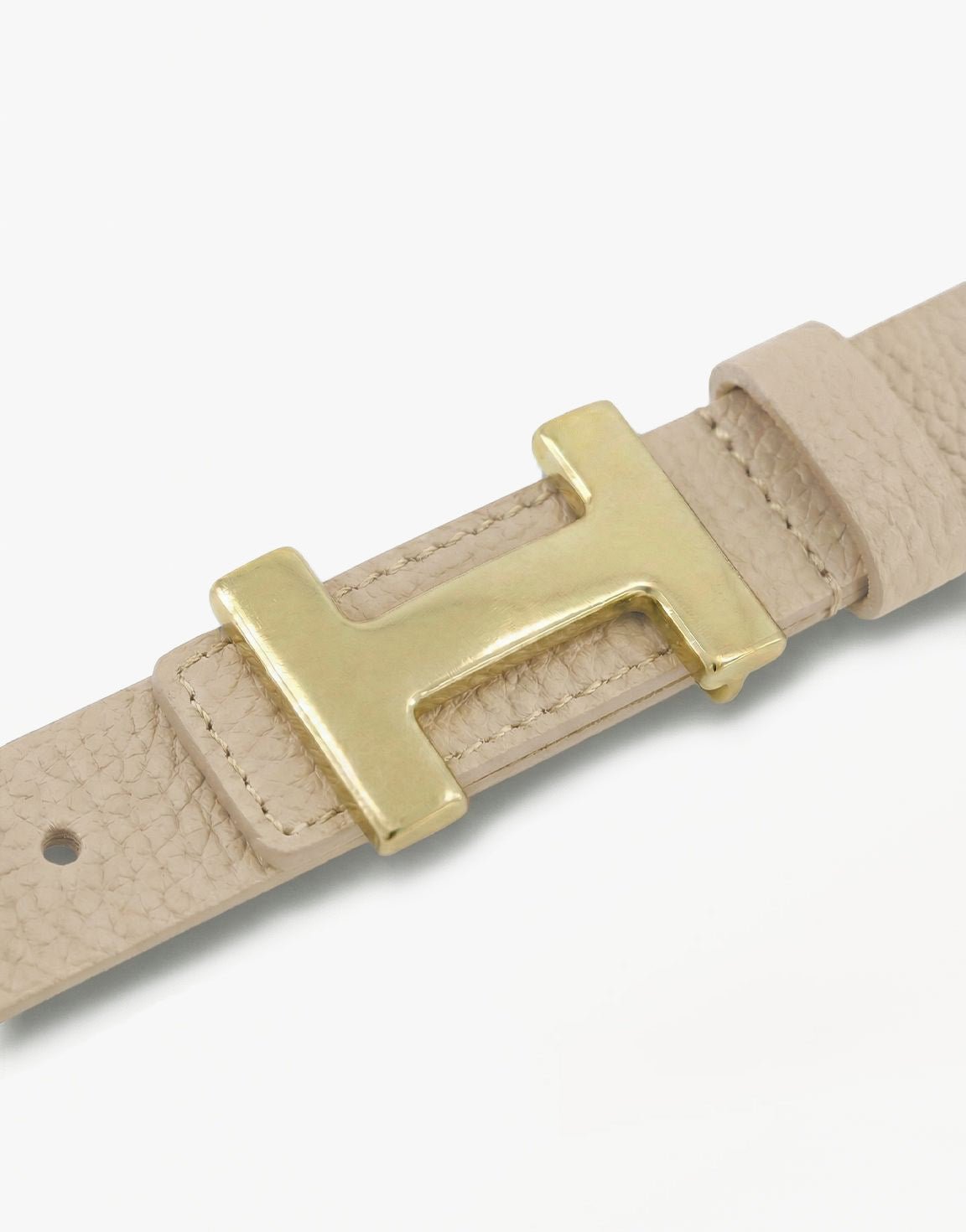 Beige Smalle H - gesp - Riem - Olivia & Kate