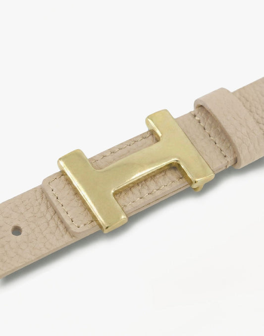 Beige Smalle H - gesp - Riem - Olivia & Kate
