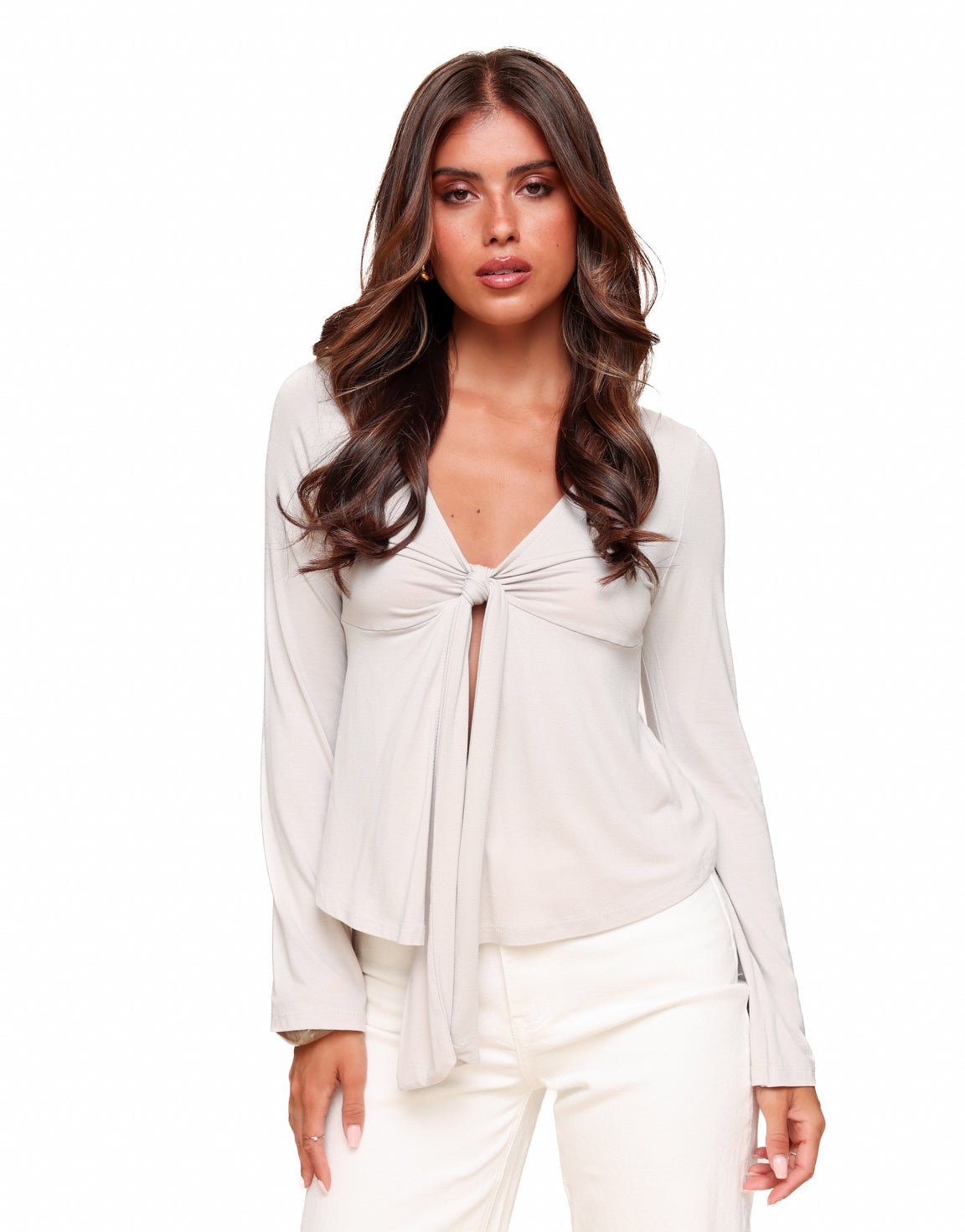 Beige Strik LS - Top - Olivia & Kate