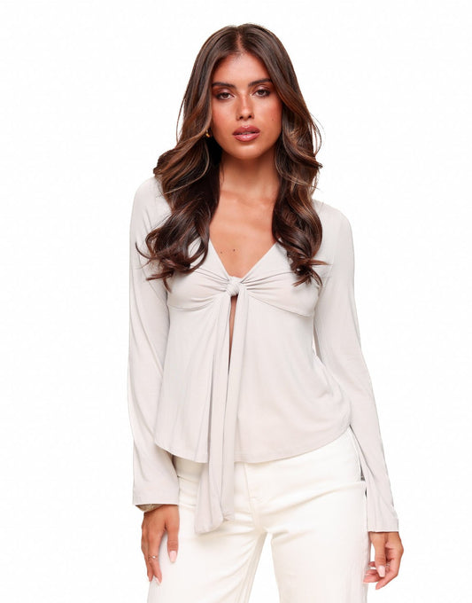 Beige Strik LS - Top - Olivia & Kate