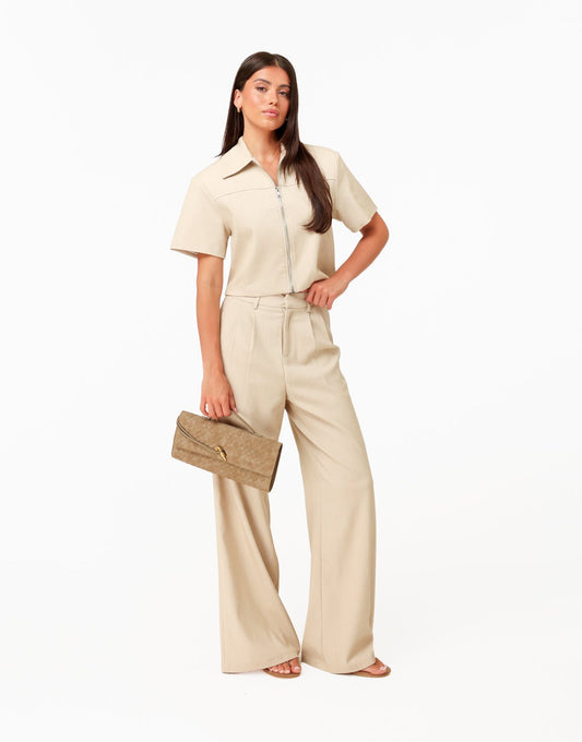 Beige Studio Rits Wijde Pasvorm - Set - Olivia & Kate