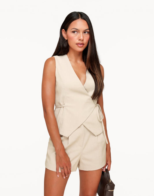 Beige Studio Wikkel Strik - Gilet - Olivia & Kate