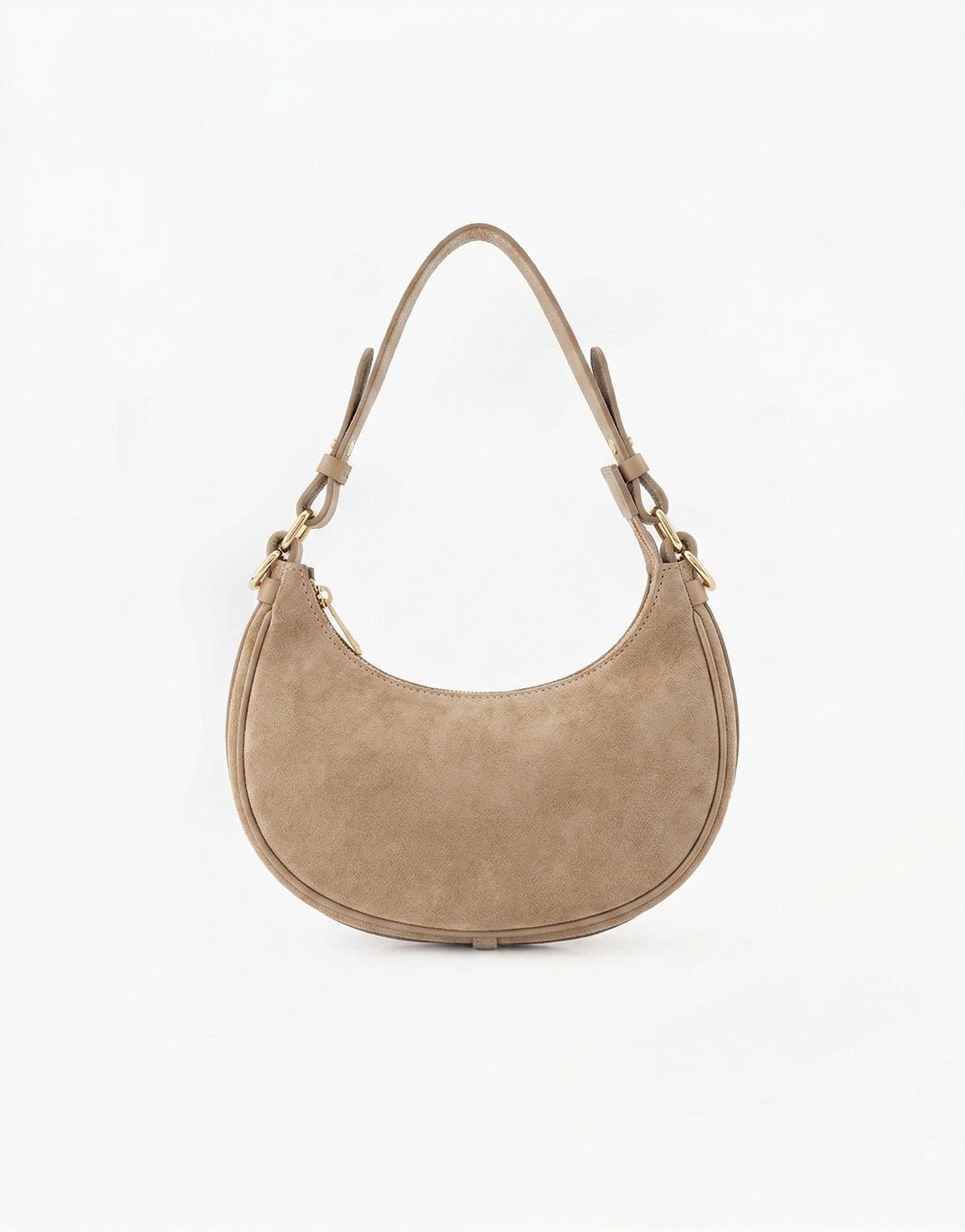 Beige Suede Kleine Half Ronde - Tas - Olivia & Kate