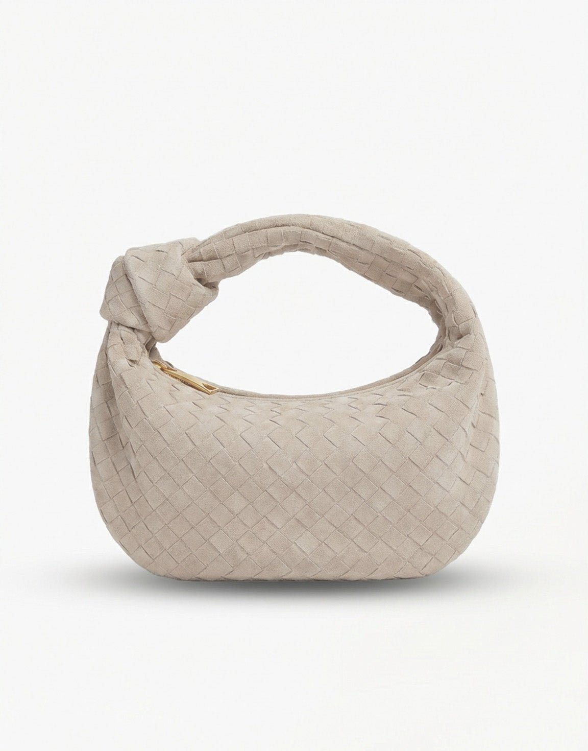 Beige Suede Middel Gevlochten - Tas - Olivia & Kate