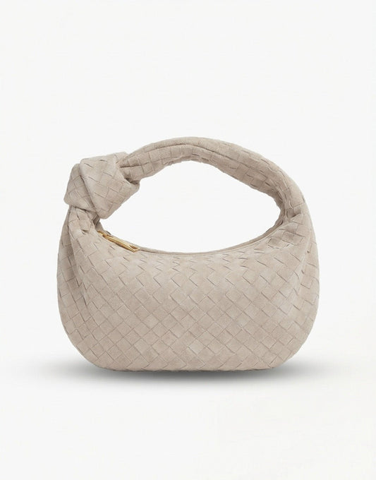 Beige Suede Middel Gevlochten - Tas - Olivia & Kate