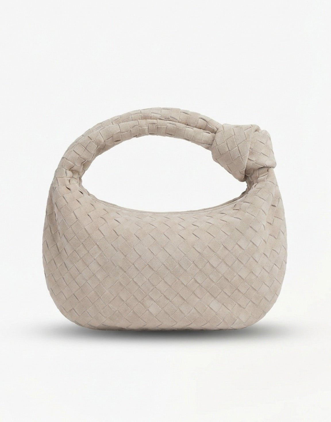 Beige Suede Middel Gevlochten - Tas - Olivia & Kate