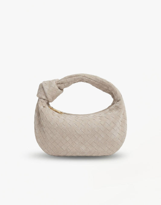Beige Suede Middel Gevlochten - Tas - Olivia & Kate