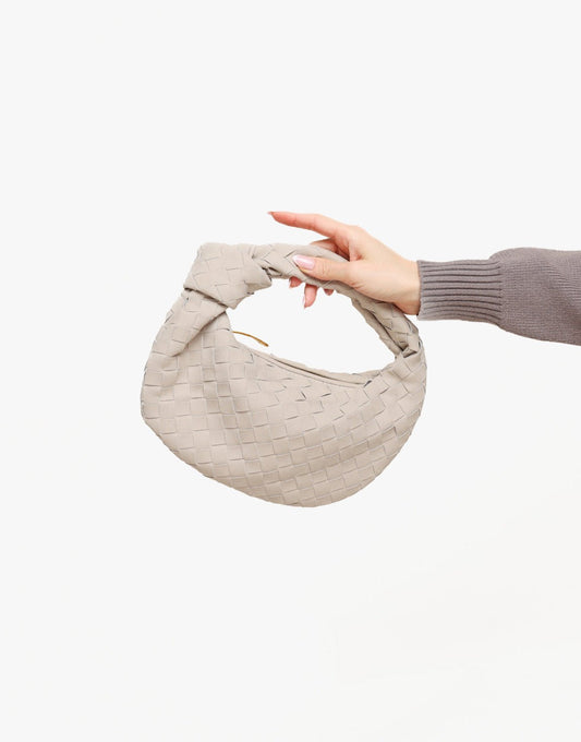 Beige Suede Middel Gevlochten - Tas - Olivia & Kate