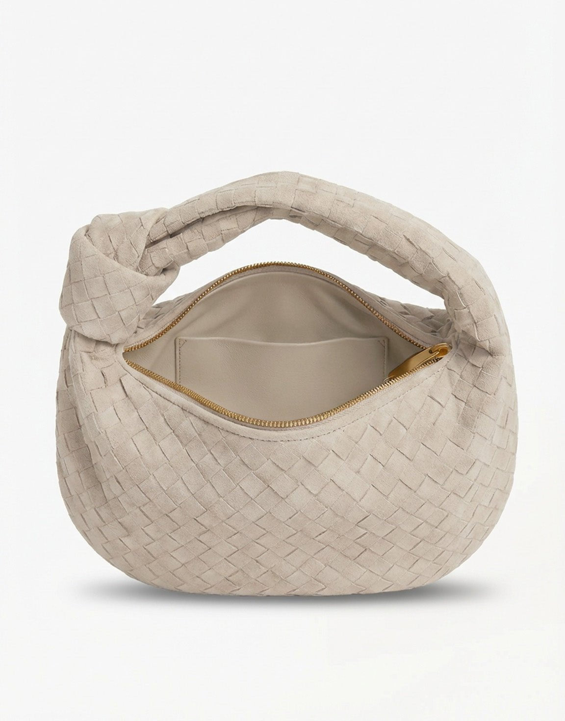 Beige Suede Middel Gevlochten - Tas - Olivia & Kate