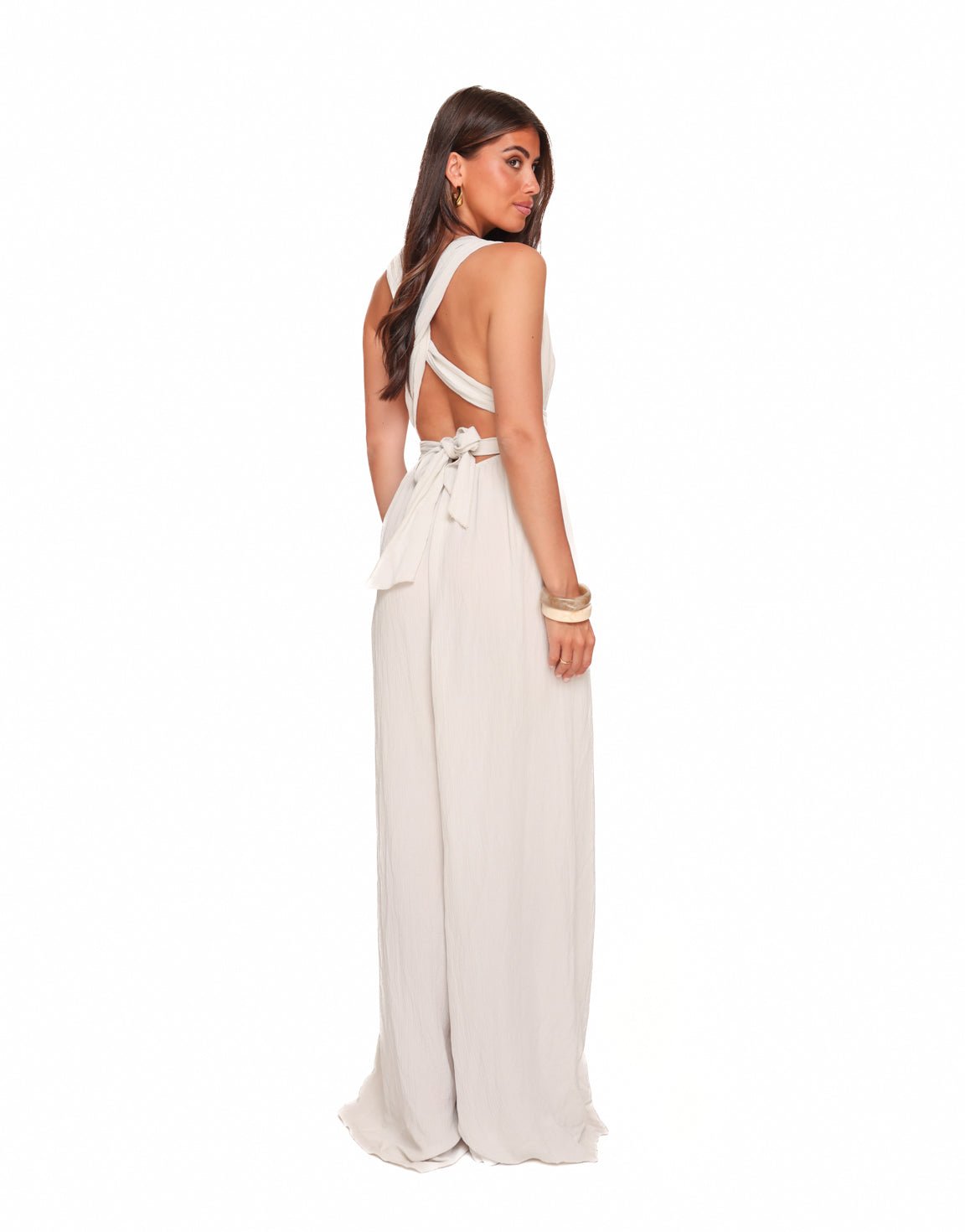 Beige Tall Lurex Halter - Jumpsuit - Olivia & Kate