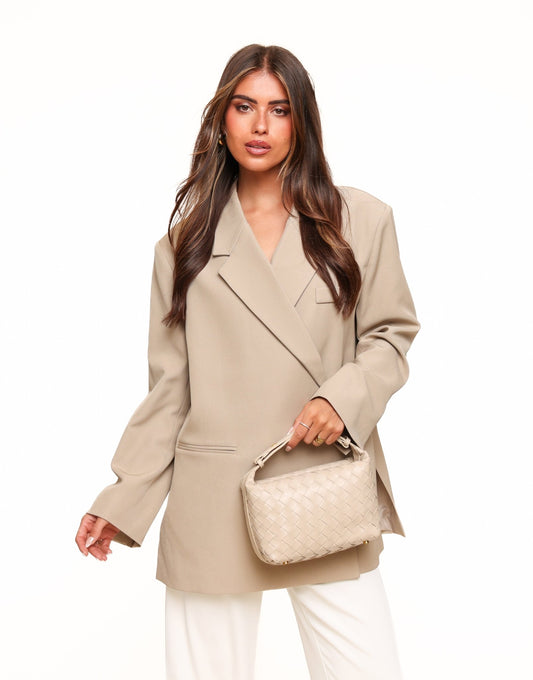 Beige Vierkante Oversized - Blazer - Olivia & Kate