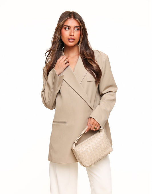 Beige Vierkante Oversized - Blazer - Olivia & Kate