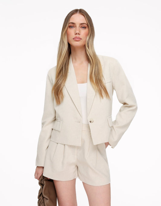 Beige Wijde Classic Linnen Blend - Short - Olivia & Kate