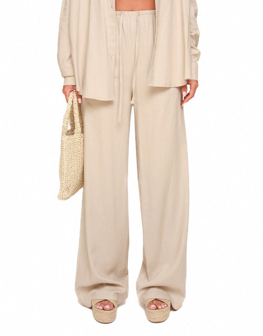 Beige Wijde Linnen Oversized - Set - Olivia & Kate