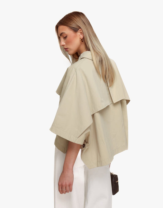 Beige Wijde Omgeslagen Detail - Blouse - Olivia & Kate