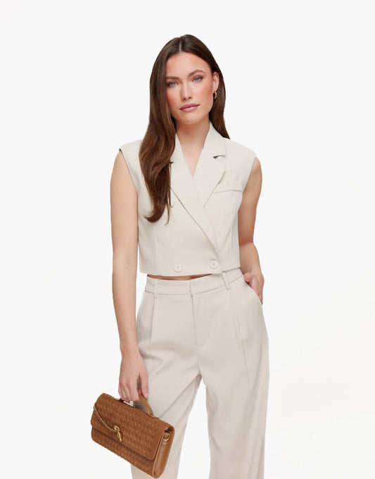 Beige Zomerse Classic Mouwloze Cropped - Top - Olivia & Kate