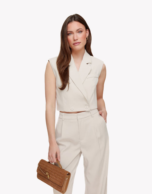 Beige Zomerse Classic Mouwloze Cropped - Top - Olivia & Kate