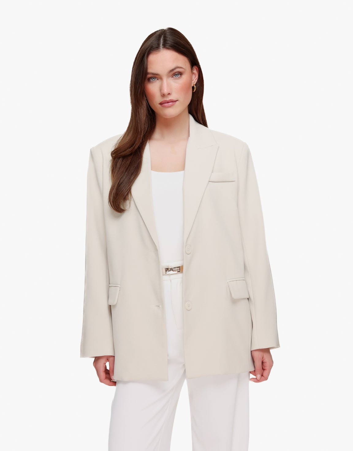 Beige Zomerse Classic Oversized - Blazer - Olivia & Kate