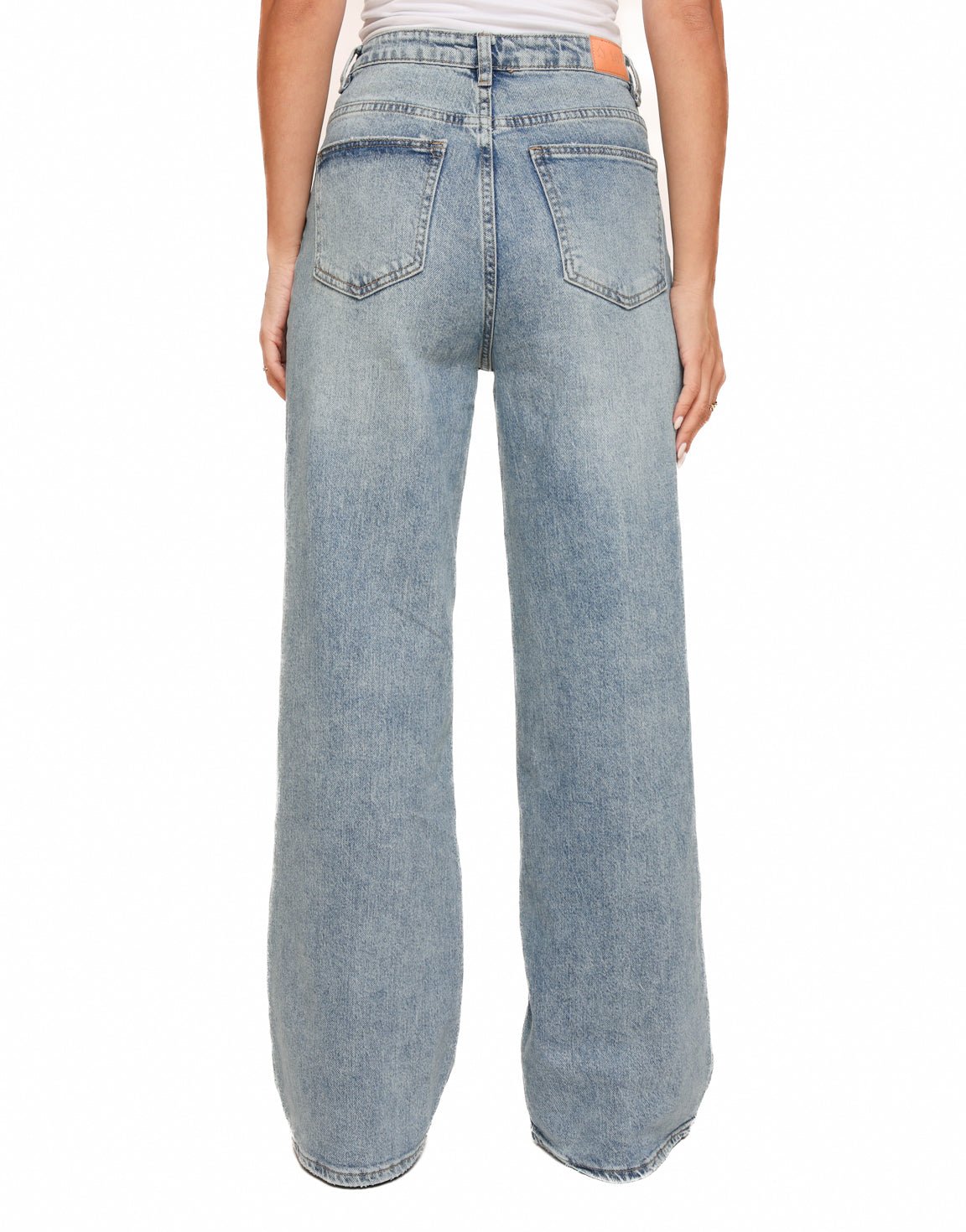 Blauwe Denim Schuine Knopen - Spijkerbroek - Olivia & Kate