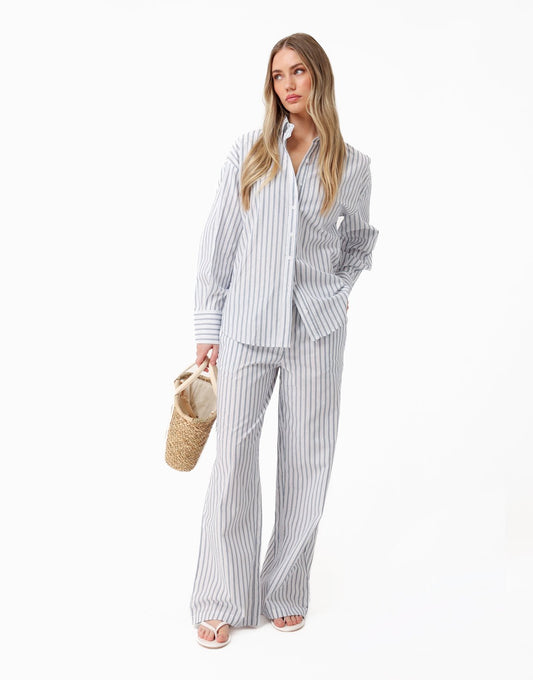 Blauwe Gestreepte Oversized Strass Steentjes - Set - Olivia & Kate