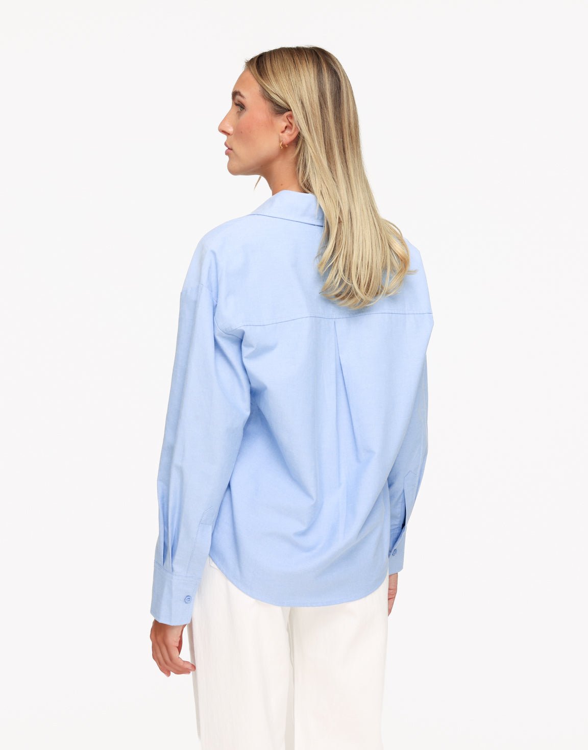 Blauwe Lange Rechte LS - Blouse - Olivia & Kate