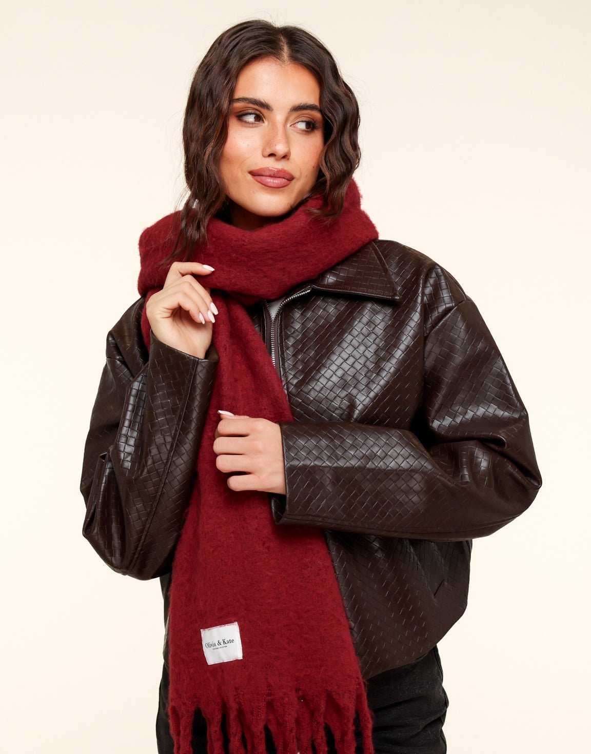 Bordeaux Gebreide STUDIO - Sjaal - Olivia & Kate