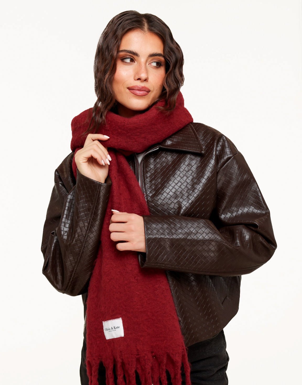 Bordeaux Gebreide STUDIO - Sjaal - Olivia & Kate