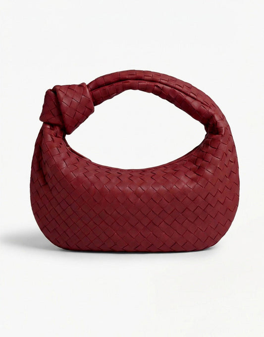 Bordeaux Grote Brede Gevochten - Tas - Olivia & Kate