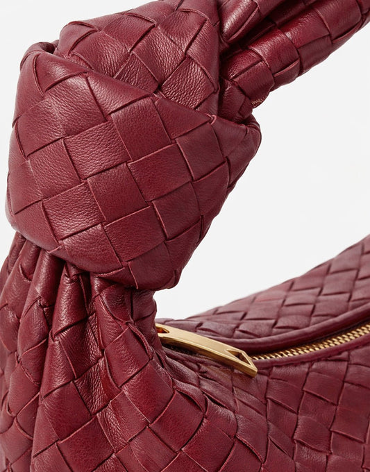 Bordeaux Grote Brede Gevochten - Tas - Olivia & Kate