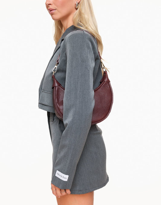 Bordeaux Half Ronde Leren - Tas - Olivia & Kate