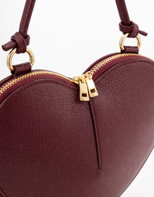 Bordeaux Leren Hart - Tas - Olivia & Kate