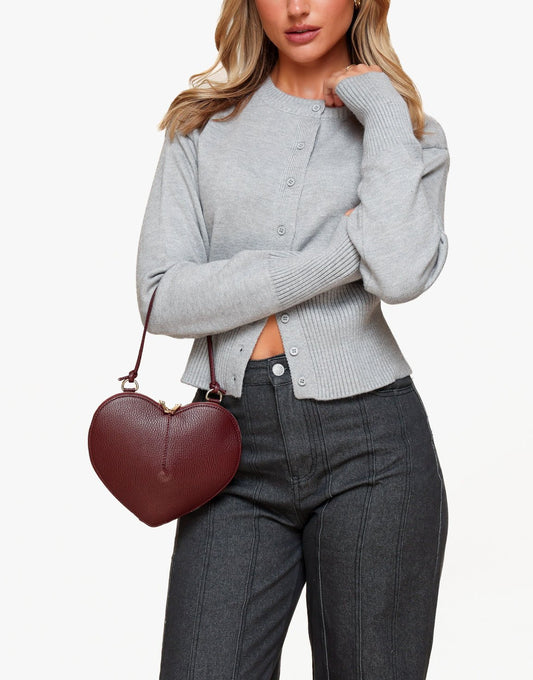 Bordeaux Leren Hart - Tas - Olivia & Kate