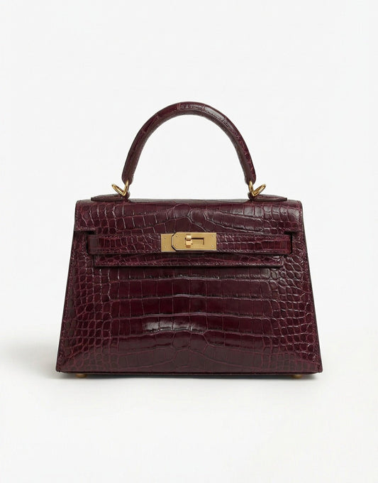 Bordeaux Slangen Leren Gouden Detail - Tas - Olivia & Kate